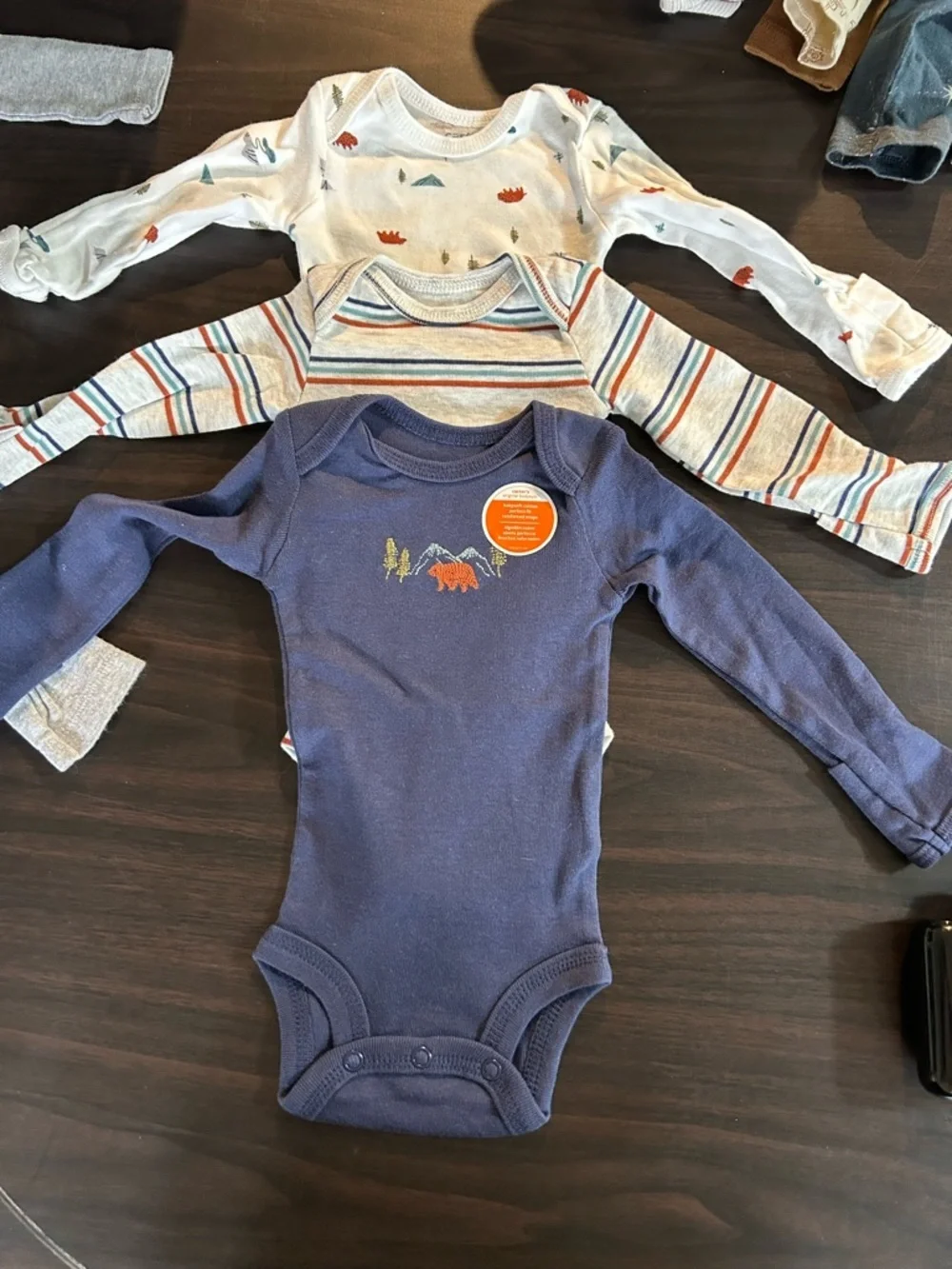 Baby Boy Newborn + 3M Long Sleeve Bodysuit Bundle of 5 new and gently used